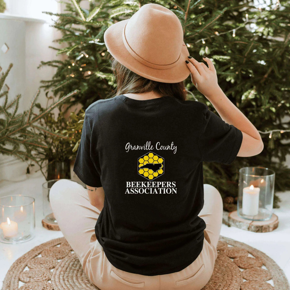 White GCBA Full Back Image T-Shirt by Winks Design Studio, LLC, featuring a detailed graphic design on the back.