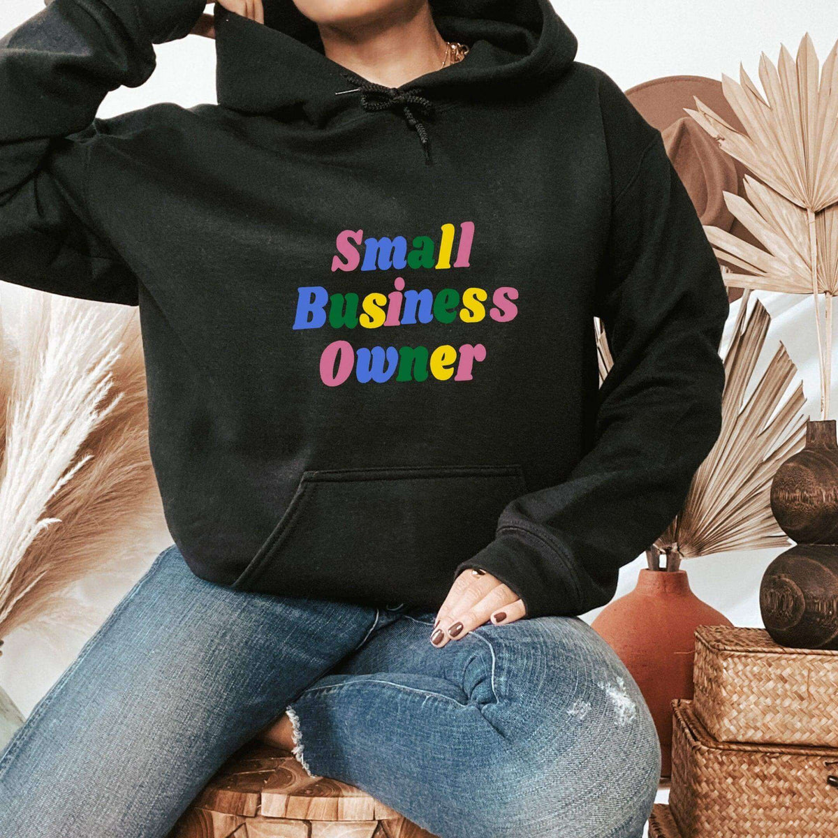 Black Small Business Owner colored sweatshirt by Winks Design Studio, LLC, featuring a comfortable fit and vibrant design.