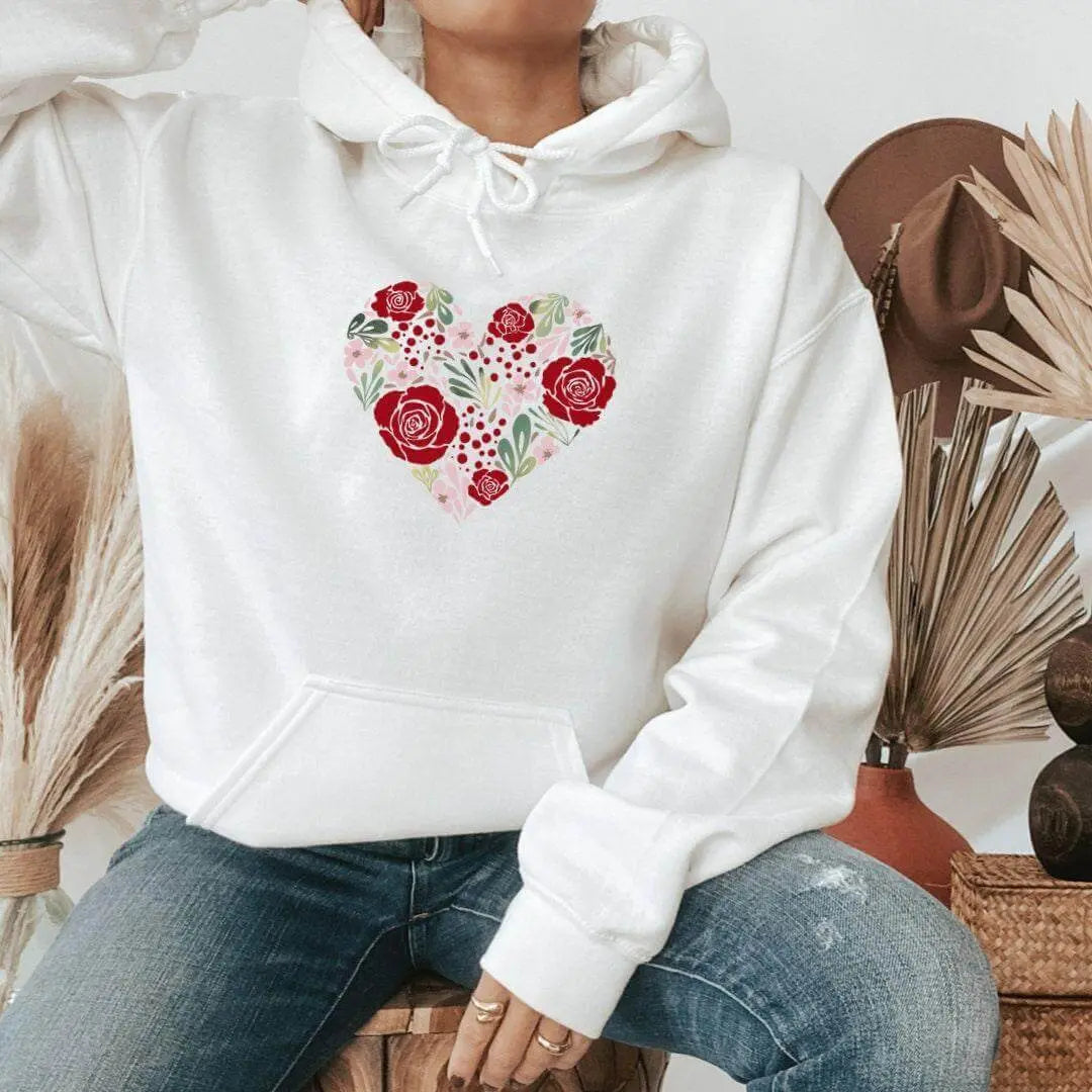 Winks Design Studio LLC flower heart sweatshirt with small floral print on soft fabric, casual and stylish women&