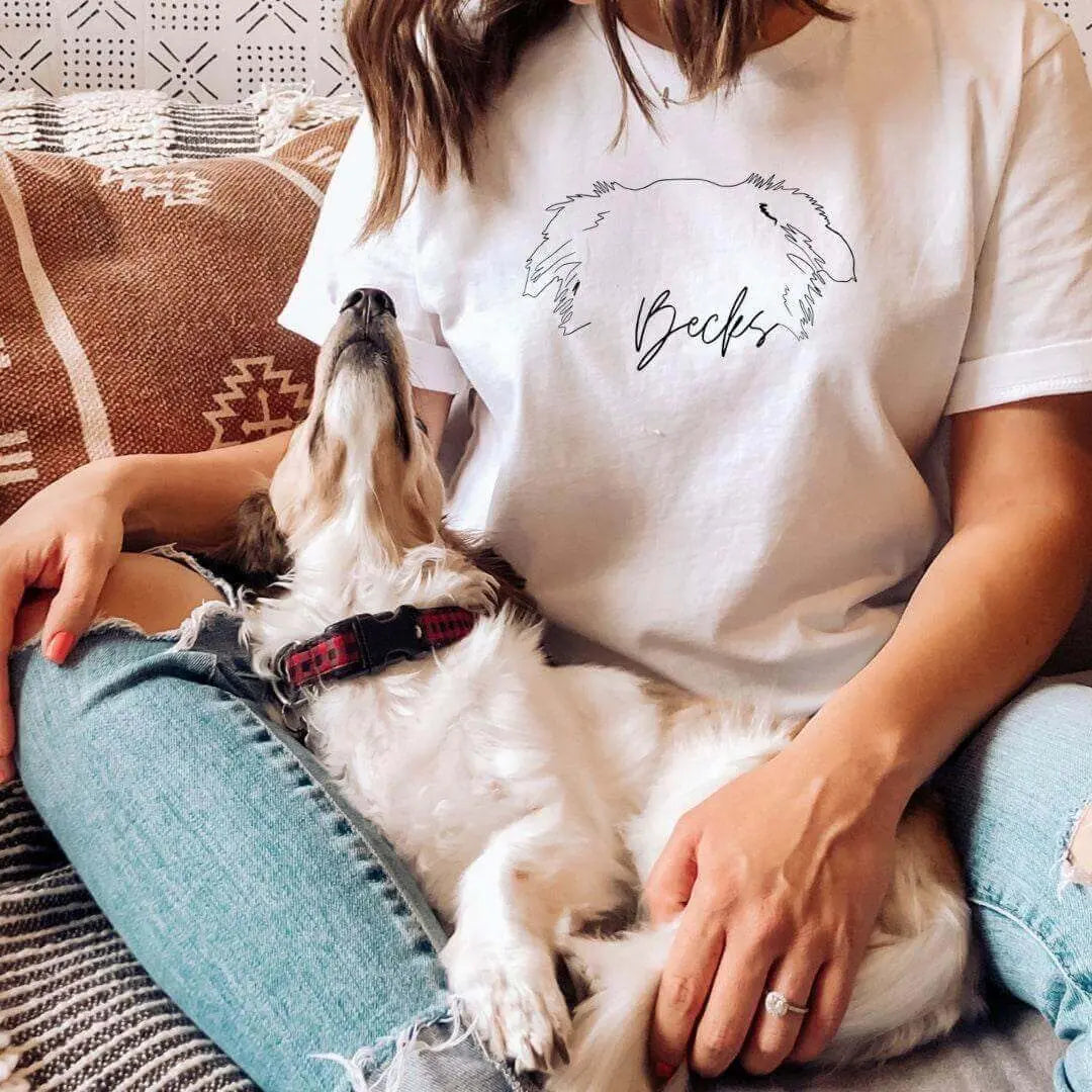 Black custom pet ear outline T-shirt by Winks Design Studio, LLC, featuring a minimalist pet ear graphic on the front.