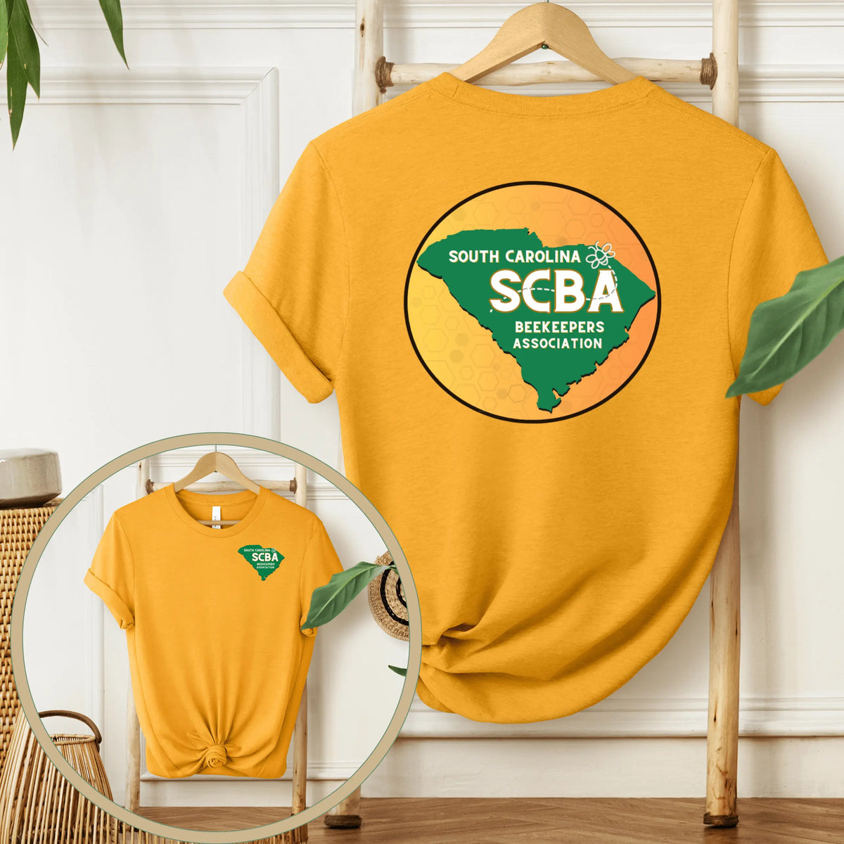 Winks Design Studio LLC gold SCBA short sleeve T-shirt, casual fit, front graphic, lightweight cotton, men&
