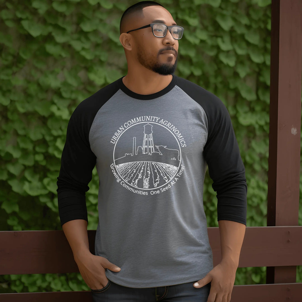 Gray and white UCAN raglan baseball T-shirt by Winks Design Studio, LLC, featuring classic sporty style and comfortable fabric.