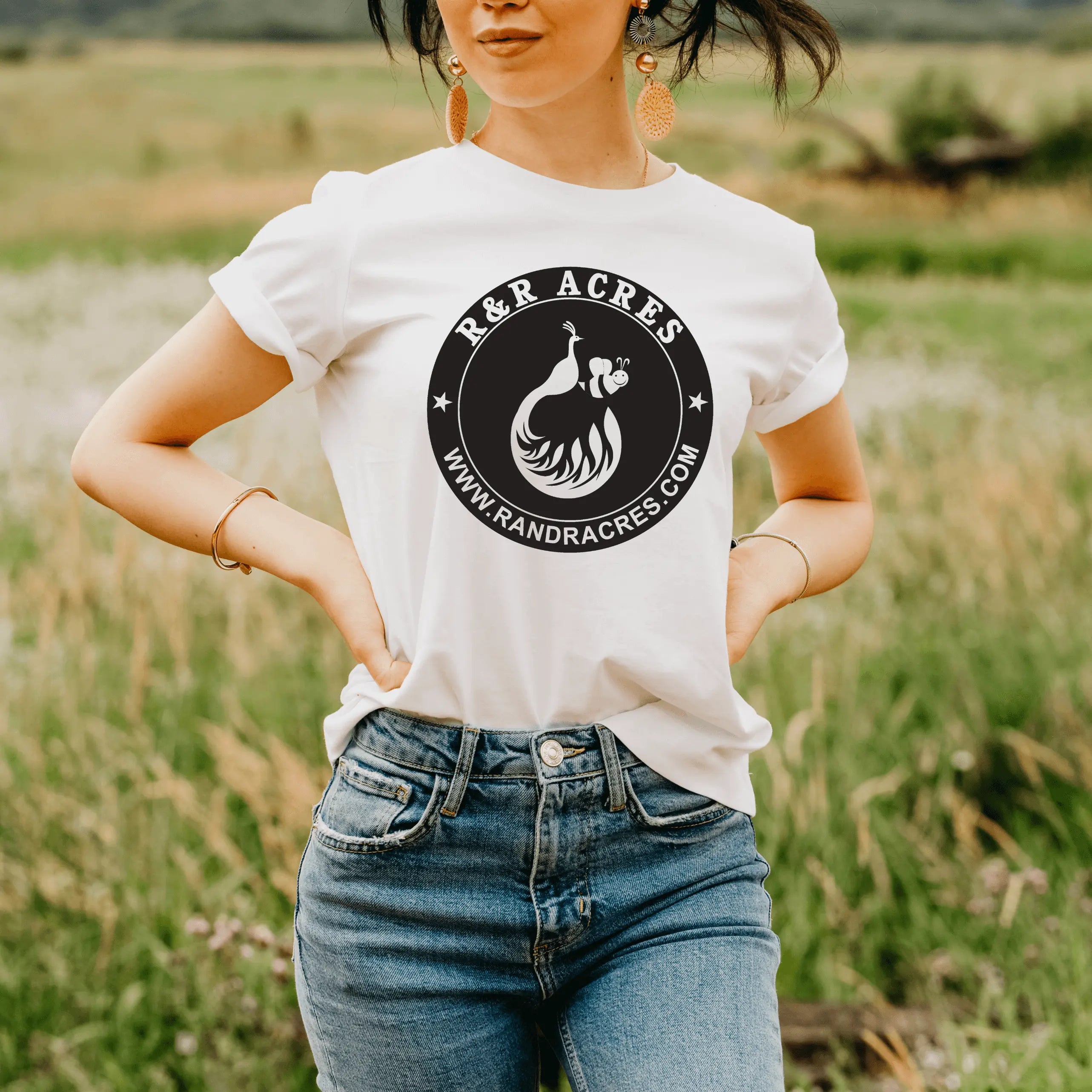 Green Winks Design Studio LLC R & R short sleeve T-shirt with chest center graphic design, casual and comfortable fit.
