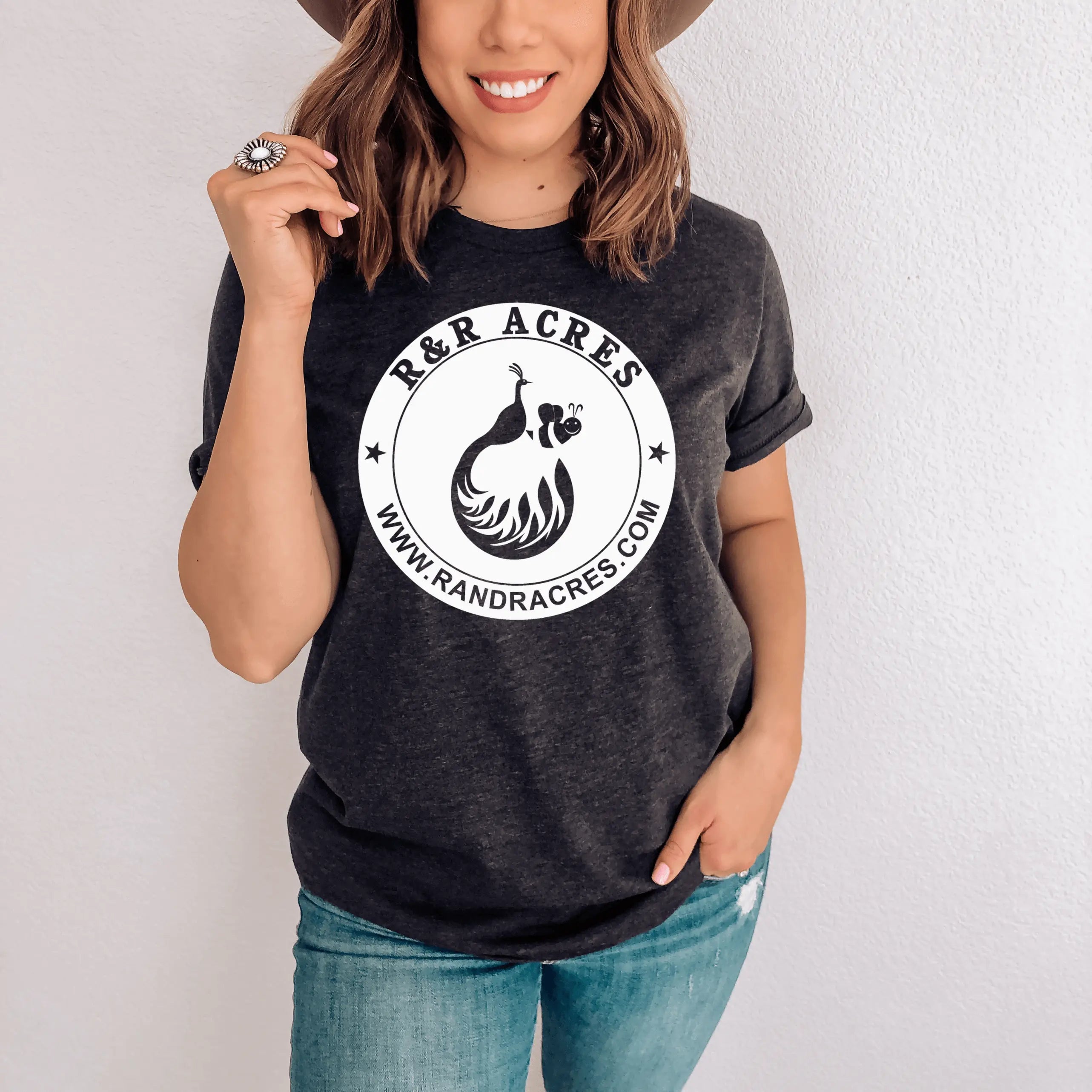 Green R & R short sleeve T-shirt by Winks Design Studio with a chest center graphic design.