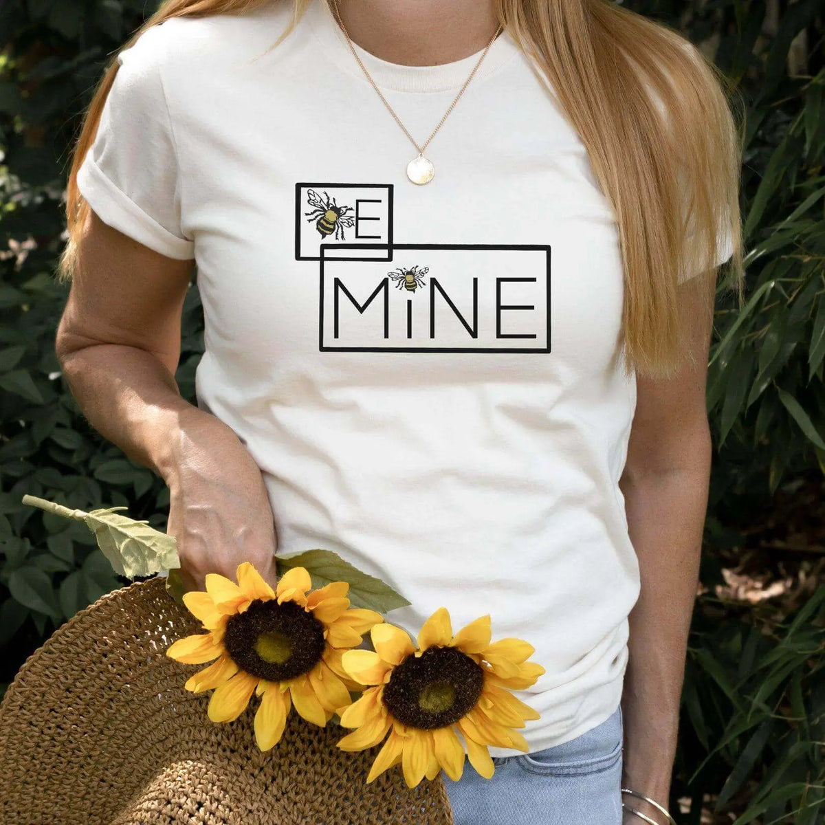 Winks Design Studio LLC Be Mine Bumblebee T-Shirt featuring a yellow and black bumblebee graphic on a casual T-shirt.