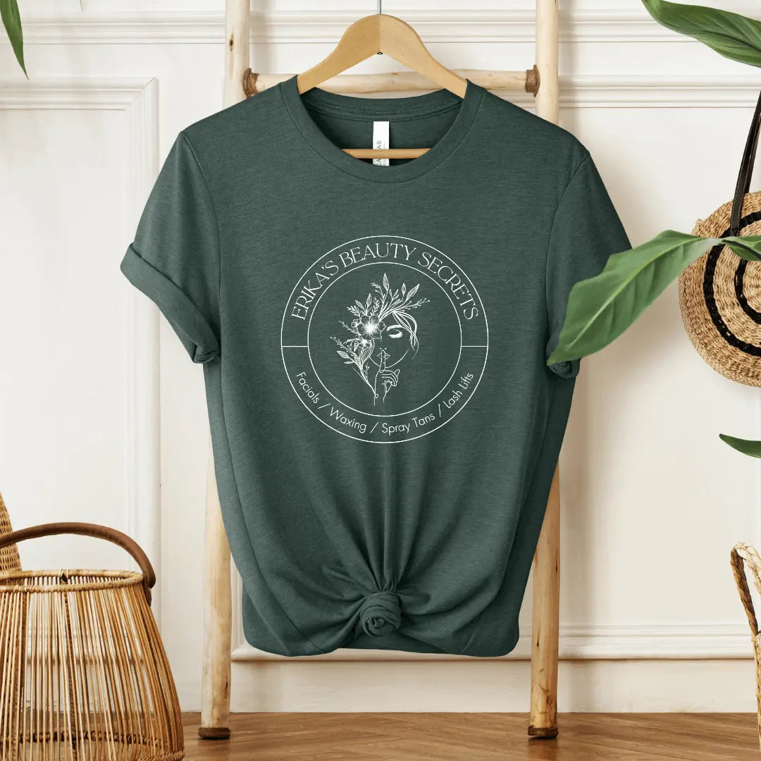 Black short sleeve T-shirt from Winks Design Studio featuring Erika&