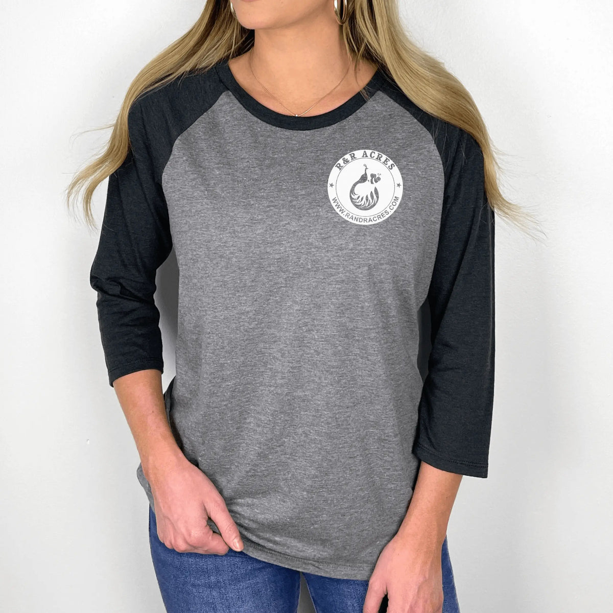 Winks Design Studio LLC R & R Raglan Baseball T-Shirt with classic logo in multiple designs, casual baseball-inspired style.