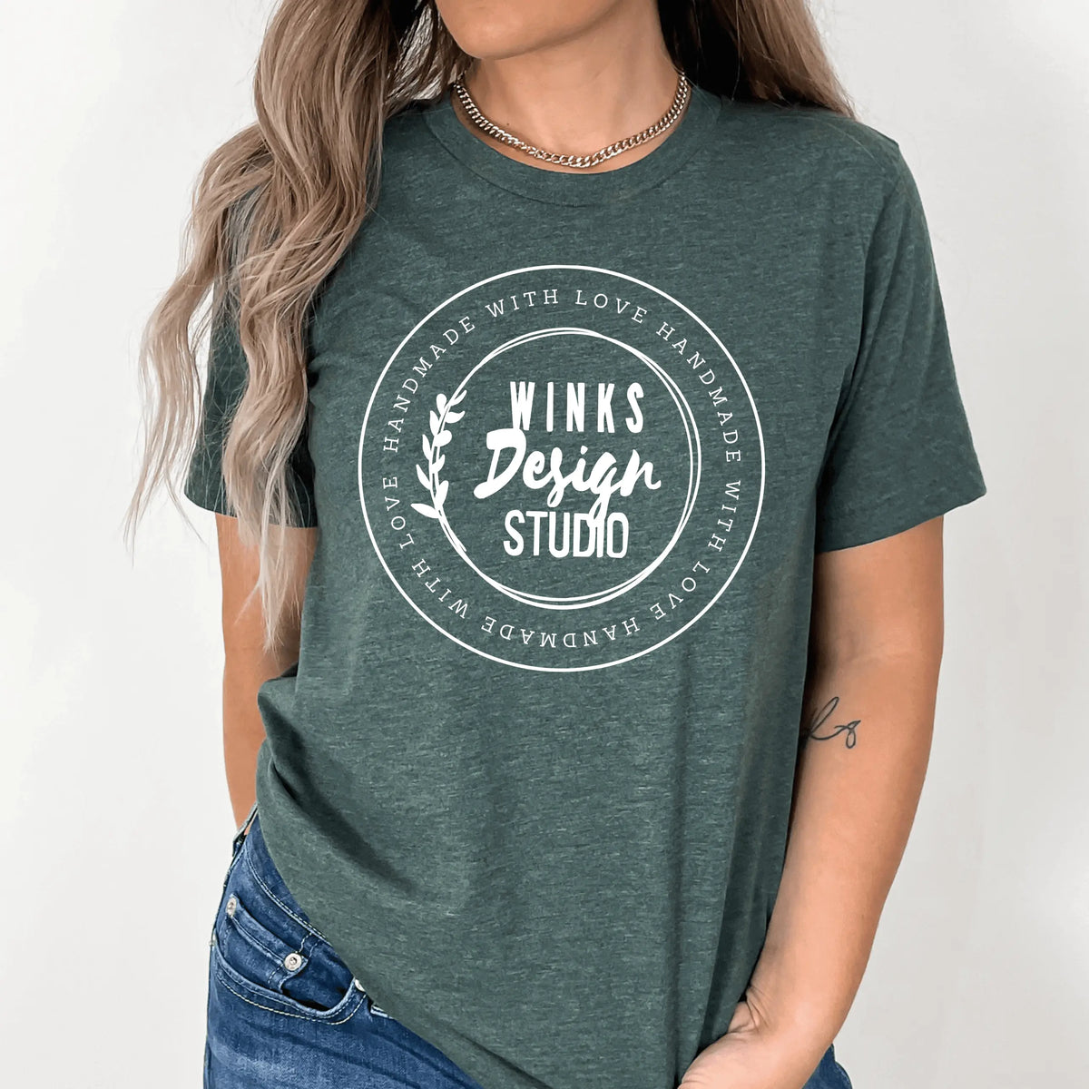 Winks Design Studio LLC WDS logo short sleeve T-shirt in clay color, featuring a small logo on the front.