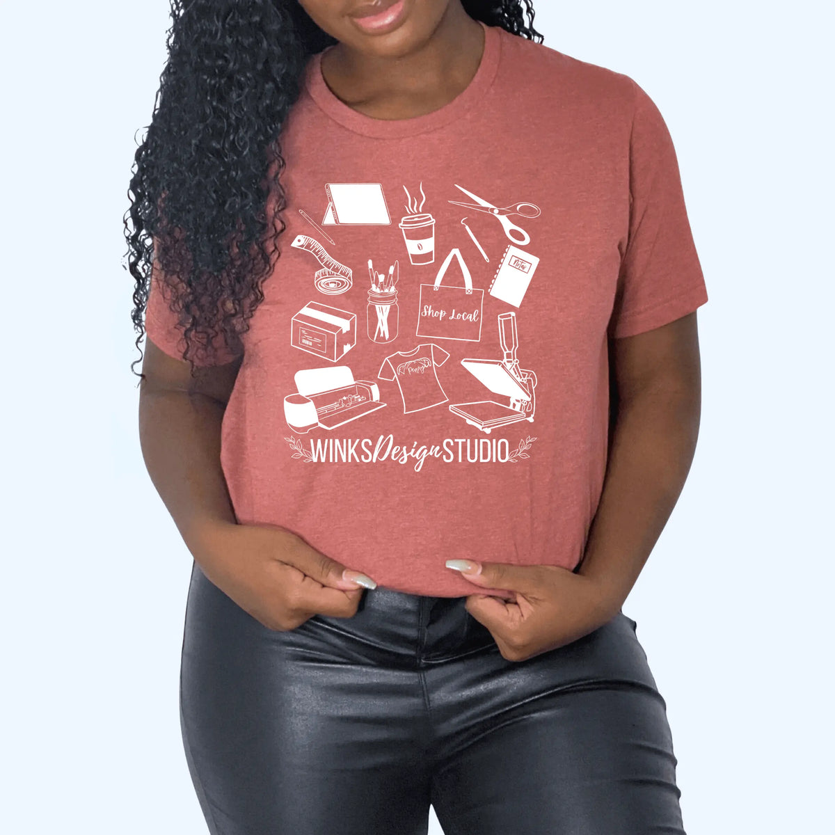 Winks Design Studio LLC WDS pattern short sleeve T-shirt with small forest print, casual unisex T-shirt for everyday wear