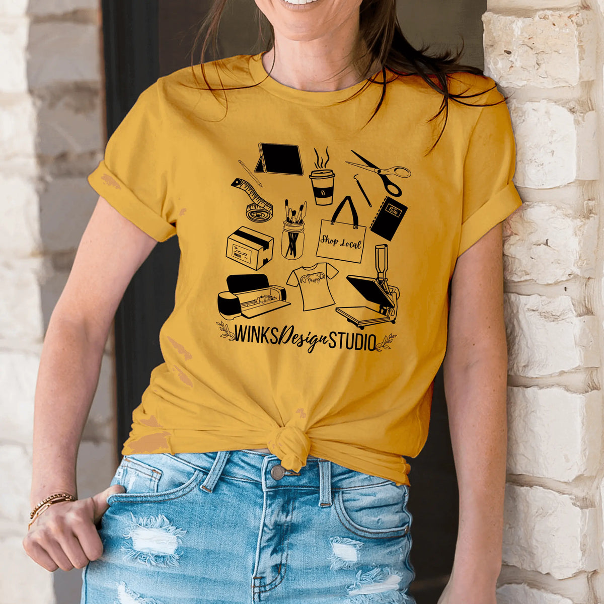 Winks Design Studio LLC WDS Pattern Short Sleeve T-Shirt with forest-inspired design and casual fit, front view.