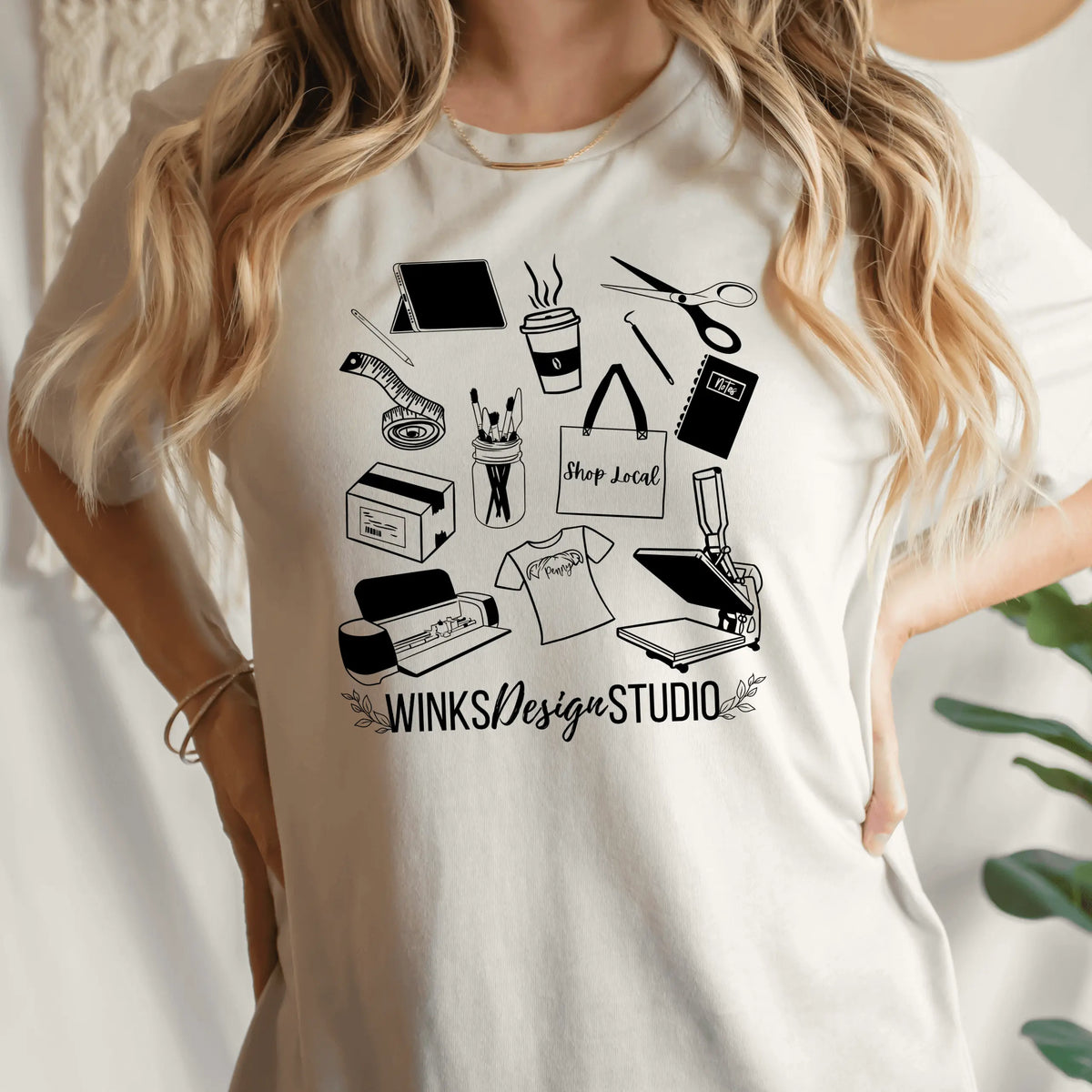 Winks Design Studio LLC WDS Pattern short sleeve T-shirt with forest-inspired design, casual cotton T-shirt for men or women.