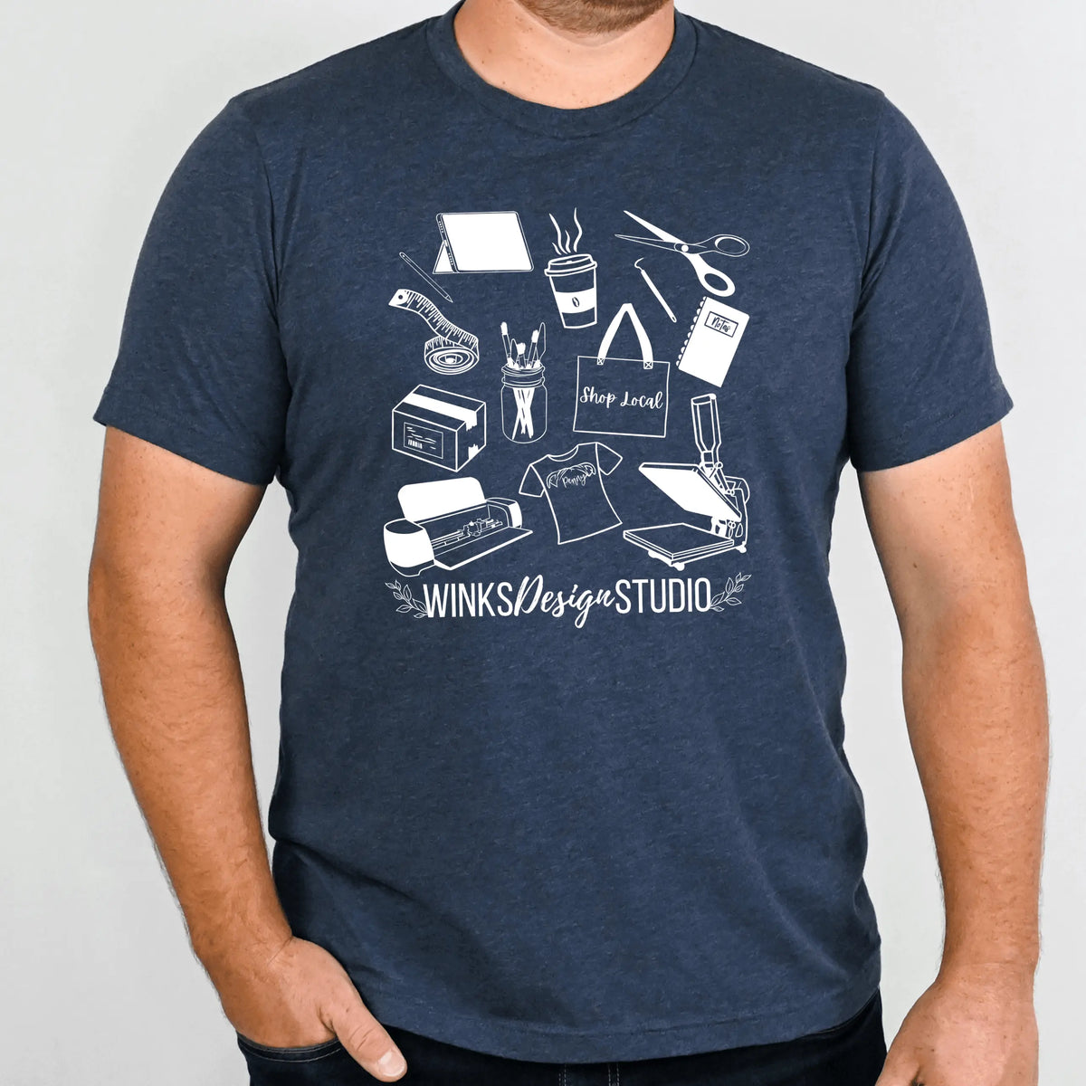 Winks Design Studio LLC WDS Pattern Short Sleeve T-Shirt with forest-inspired print, casual crew neck, and comfortable fit.