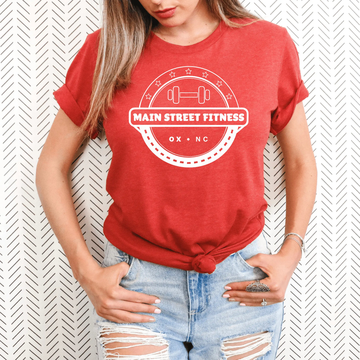 Winks Design Studio LLC Main Street Fitness short sleeve T-shirt in small size, black cotton casual T-shirt for active wear.