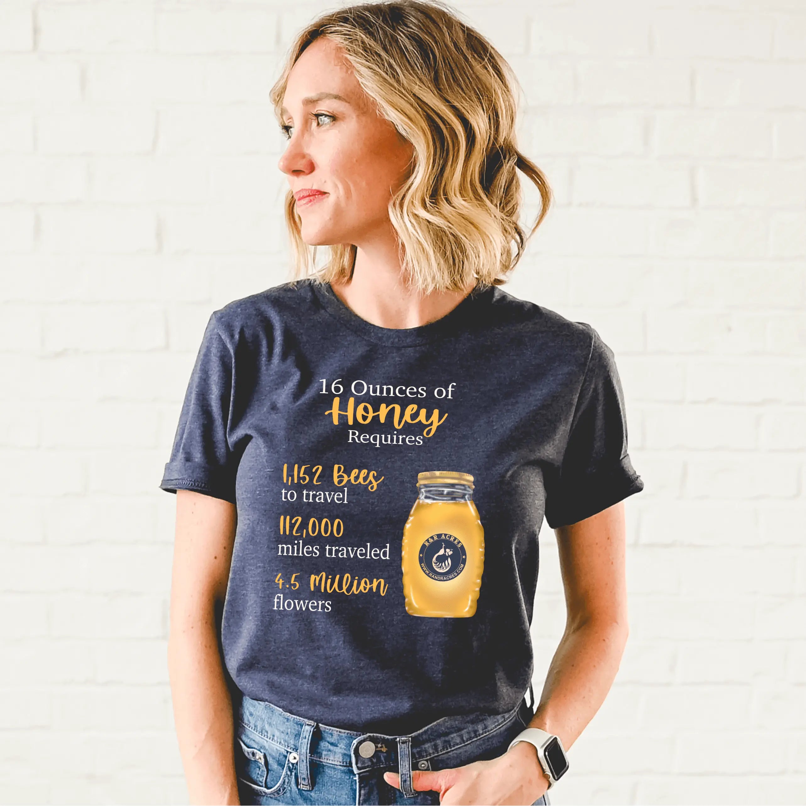 Winks Design Studio LLC R & R short sleeve T-shirt in honey color with statistics graphic on front.
