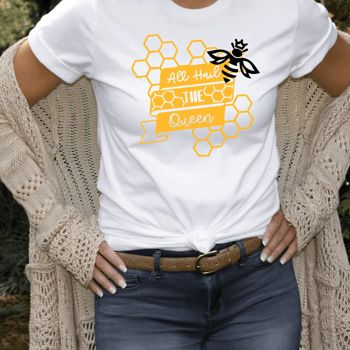 Winks Design Studio LLC SCBA All Hail The Queen T-shirt featuring bold text and graphic design on a black cotton T-shirt.