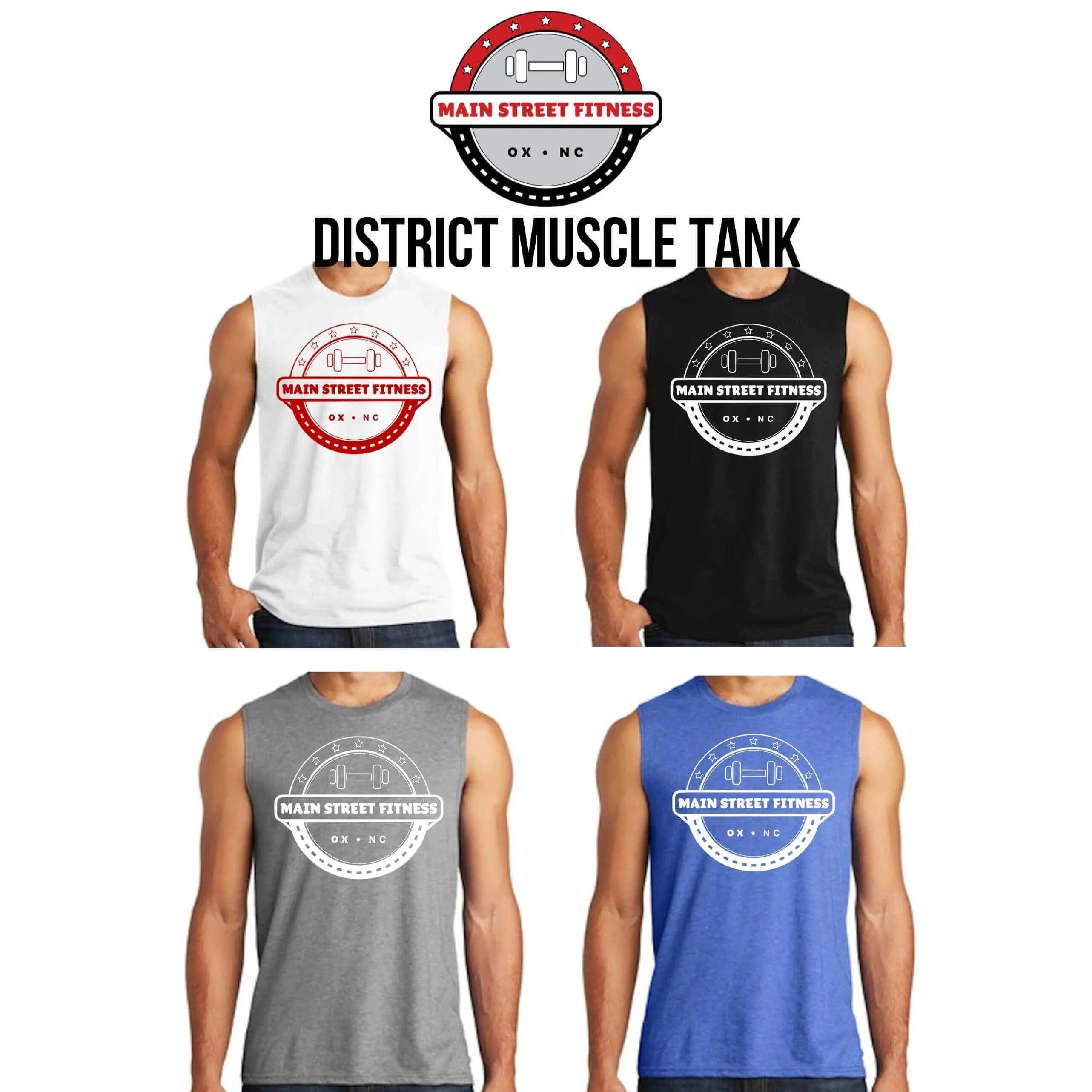 White Main Street Fitness Tank by Winks Design Studio, LLC, shown in small size, with a comfortable sleeveless design.