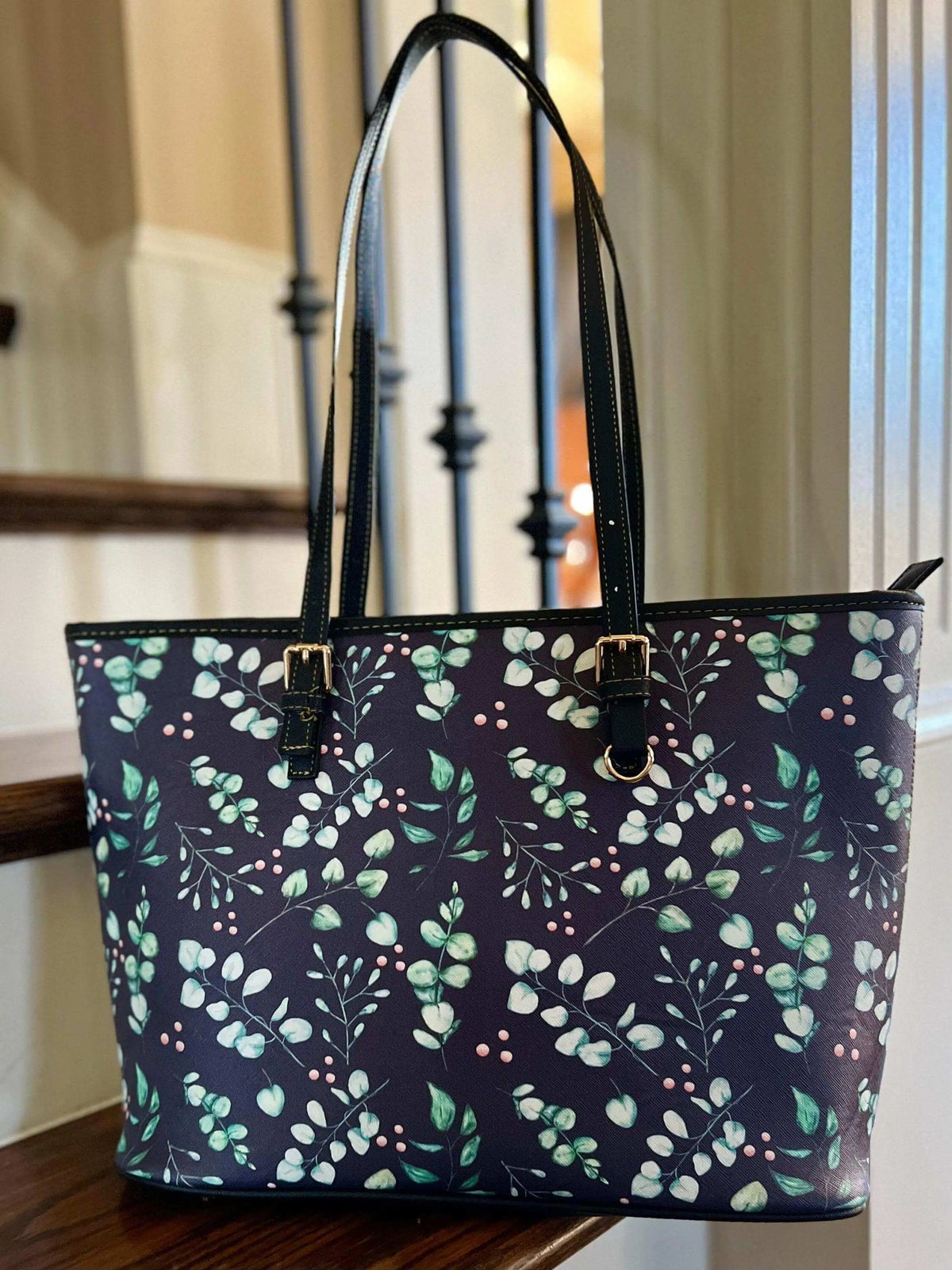 Eucalyptus leather tote bag by Winks Design Studio, LLC, featuring a spacious design and sturdy handles for everyday use.