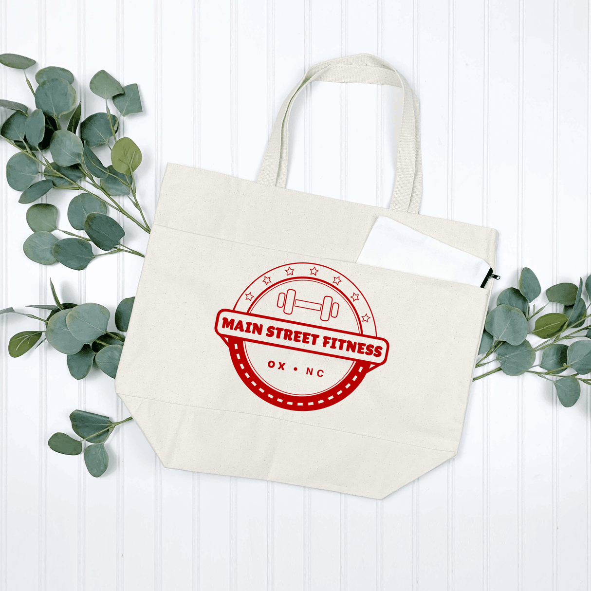 Main Street Fitness Tote with Pockets - Winks Design Studio,LLC