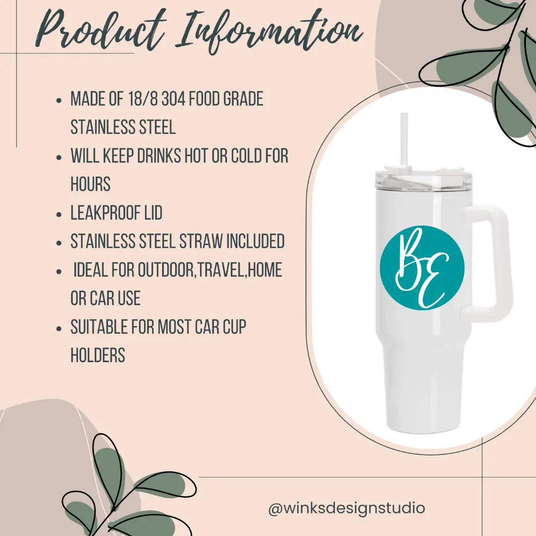 40oz Sweat More Worry Less tumbler by Winks Design Studio, LLC, featuring a sleek design and durable stainless steel construction.