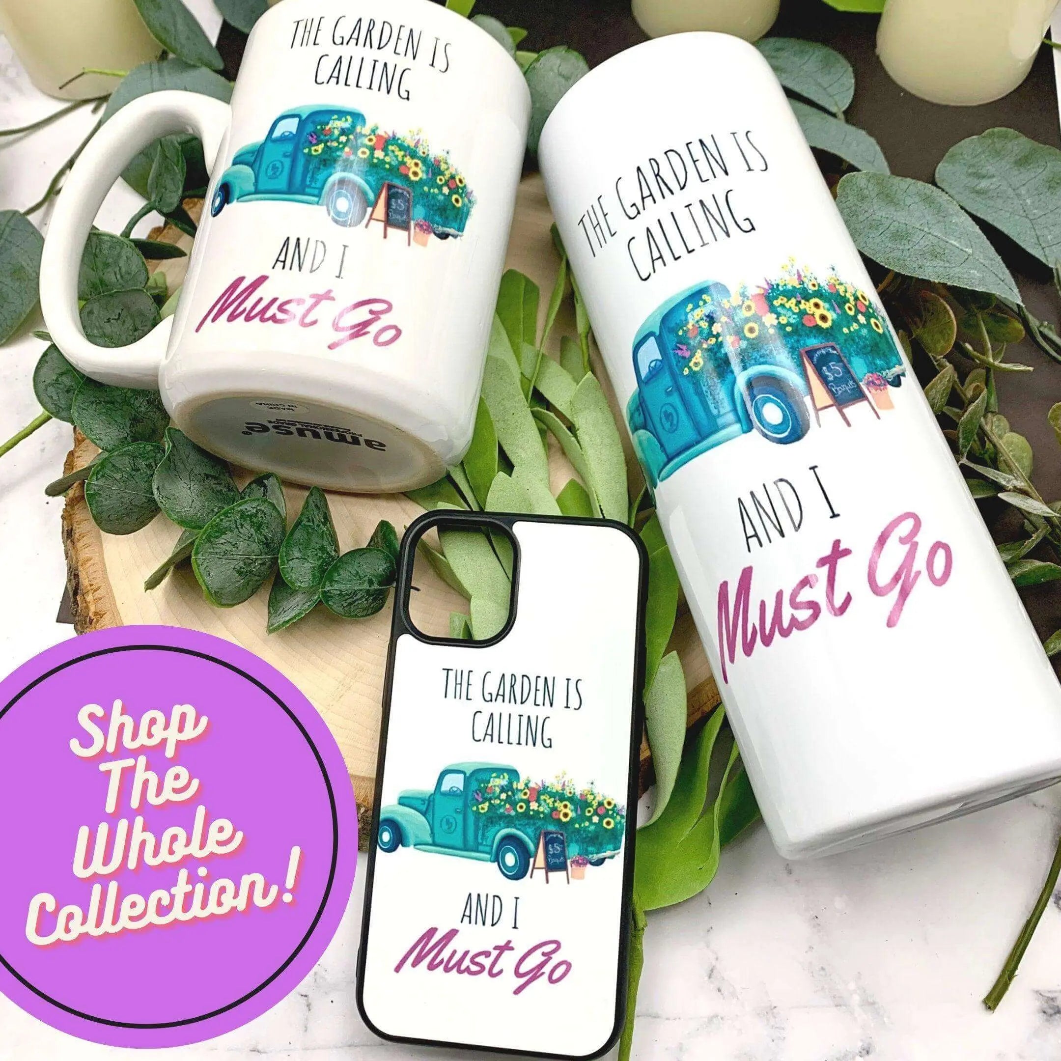 Winks Design Studio insulated tumbler with "The Garden is Calling" design, stainless steel, and double-wall insulation.
