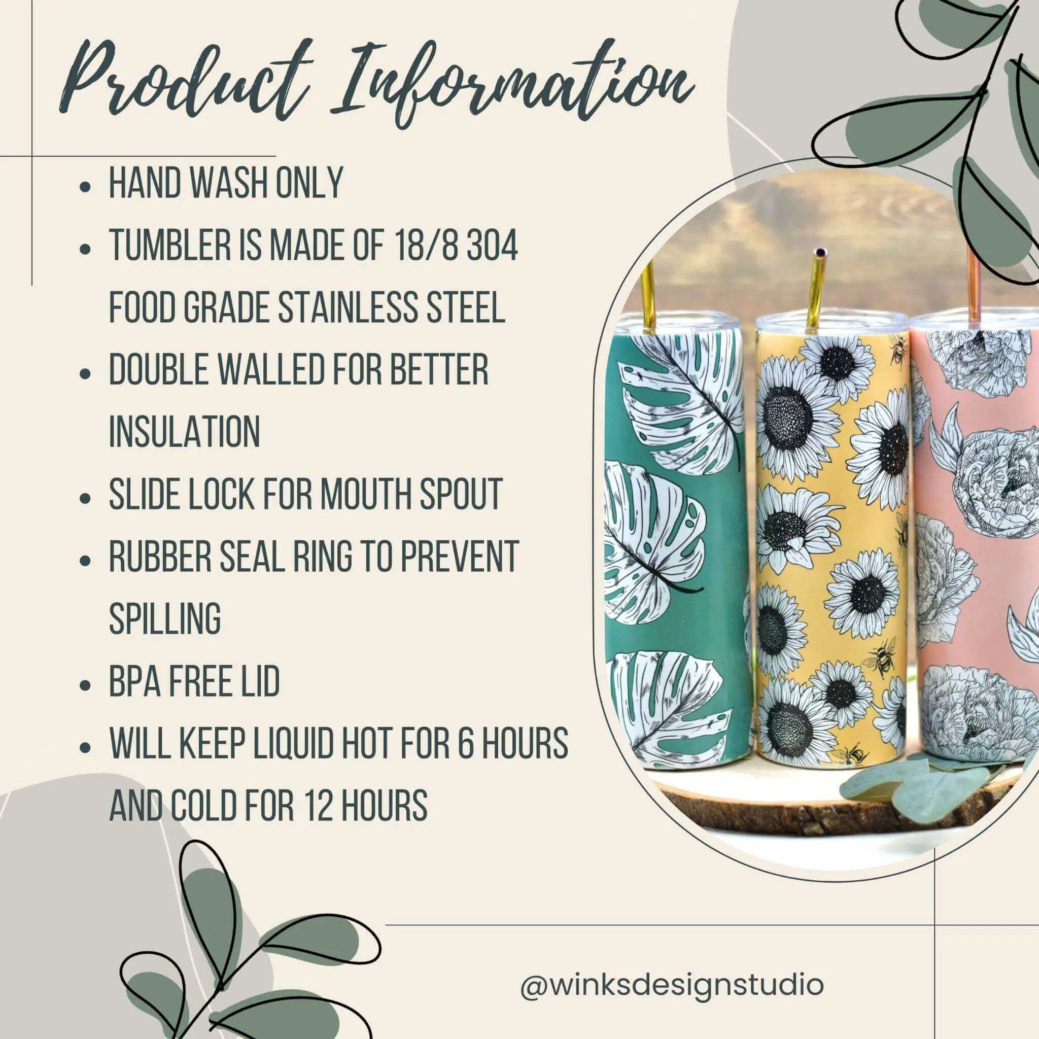 20 oz. tumbler featuring SCBA Master Beekeeping Program design by Winks Design Studio, LLC, with a colorful beekeeping illustration.