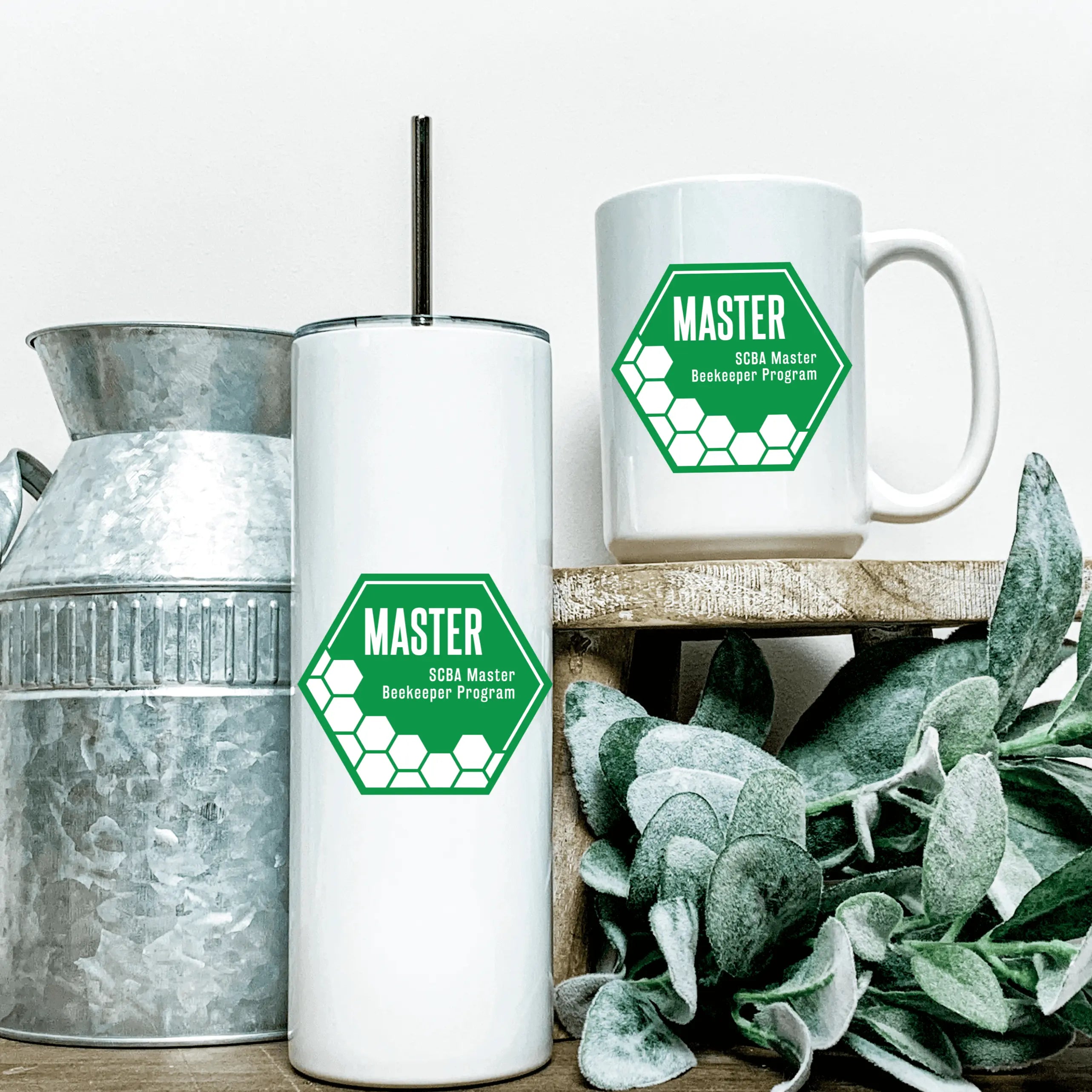 20 oz beekeeping program tumbler by Winks Design Studio LLC featuring SCBA Master Beekeeping Program branding.