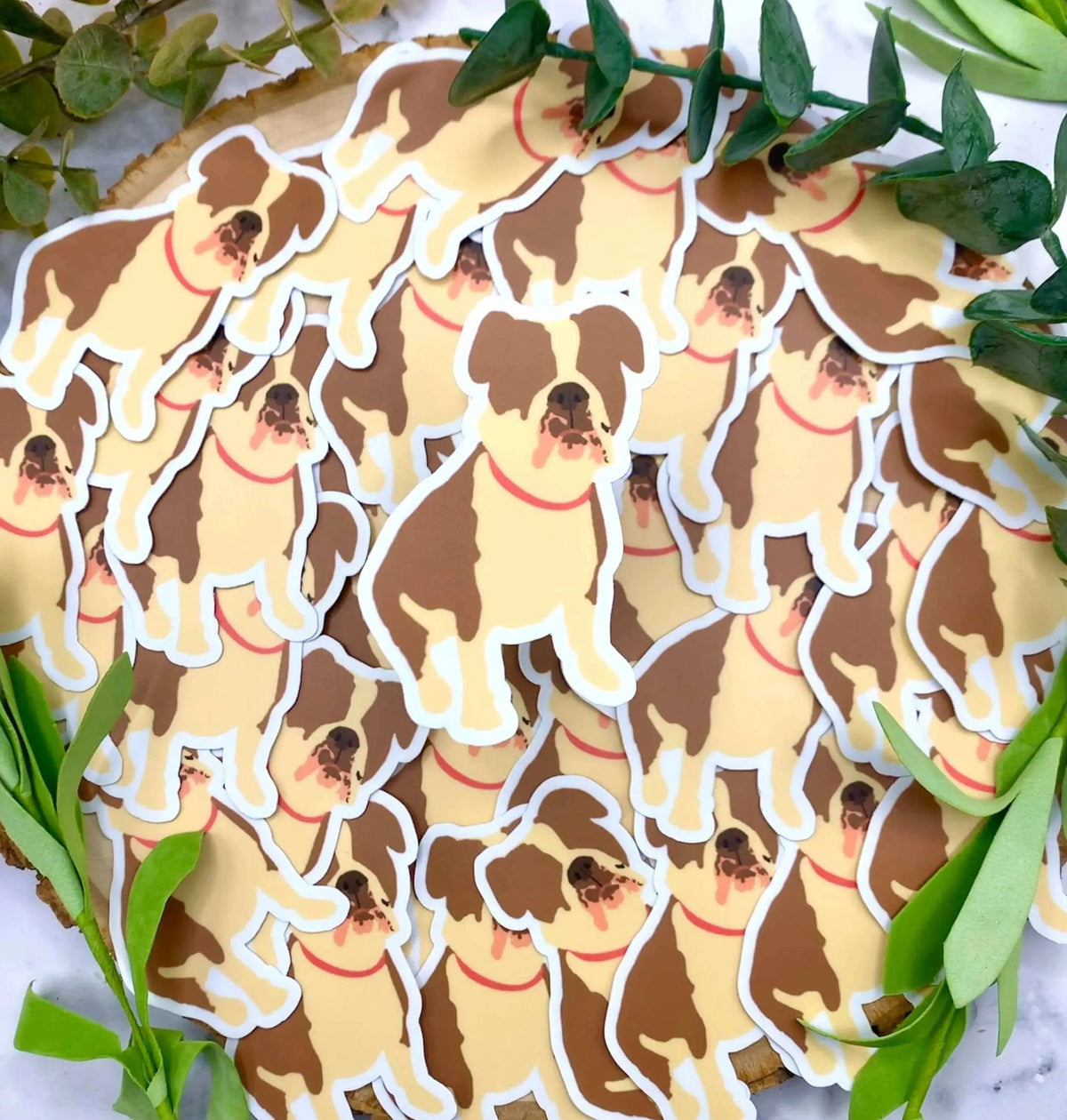 Winks Design Studio LLC Bulldog vinyl sticker featuring a realistic illustration of a Bulldog dog, ideal for decorating personal items.