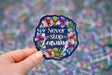 Never Stop Learning Sticker - 2"x2" - Winks Design Studio,LLC