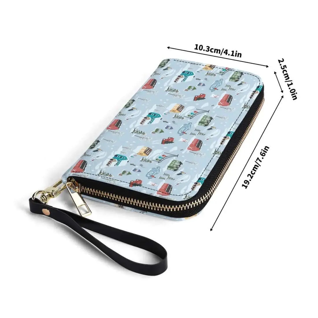 Christmas Village Wallet by Winks Design Studio, LLC featuring festive holiday village design and durable wallet construction.