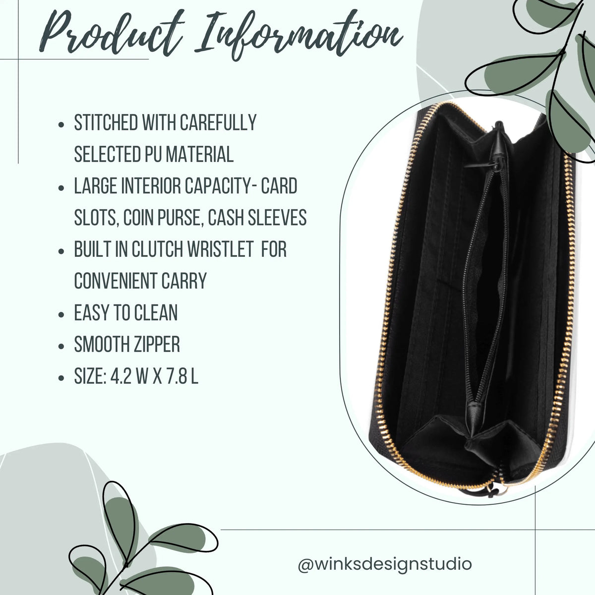 Terrazzo wallet by Winks Design Studio, LLC showing its stylish design and compact size with colorful terrazzo pattern.