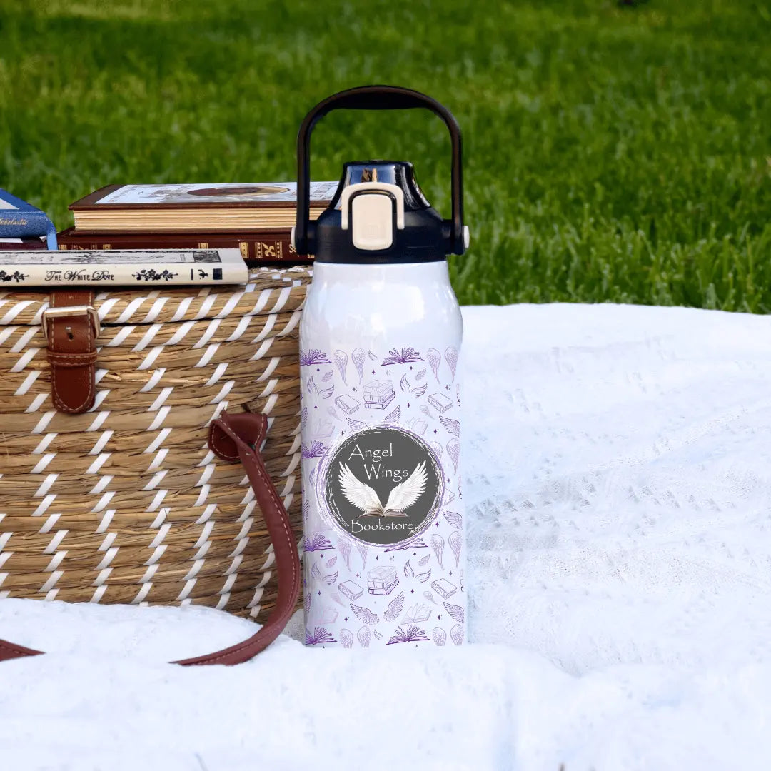 Winks Design Studio LLC Angel Wings 57oz water bottle with angel wing design and durable plastic construction.