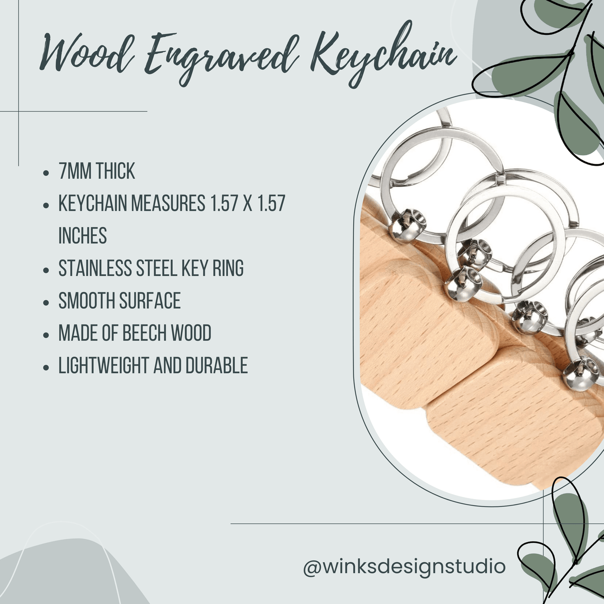 Verdigris Wooden Keychain - Winks Design Studio,LLC