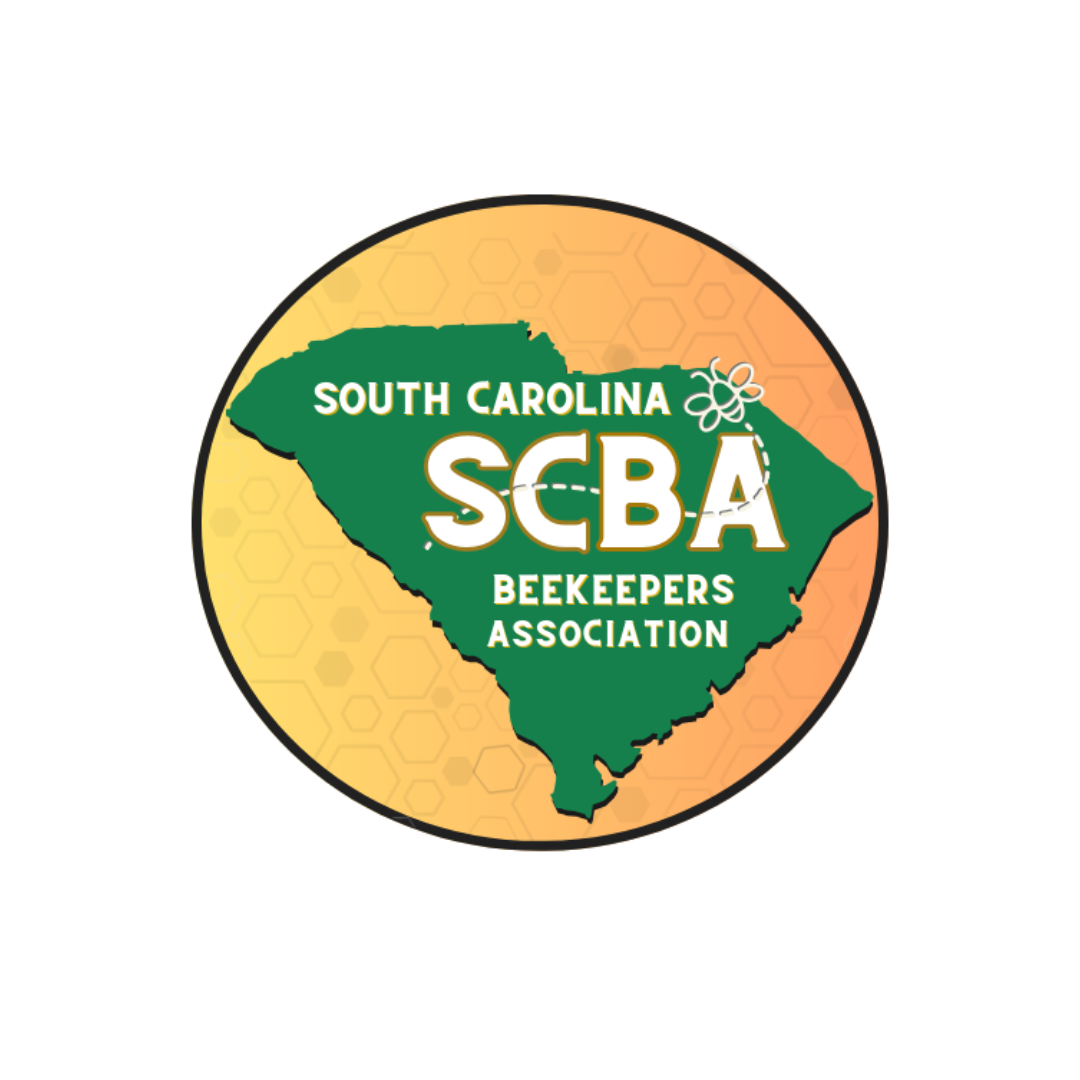 South Carolina Beekeepers Association logo with green map and honeycomb background