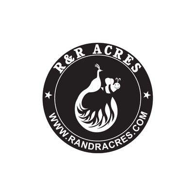 R & R Acres logo featuring a bee design, highlighting quality honey products and apparel from www.randracres.com