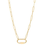 18K Gold Paperclip Carabiner Necklace