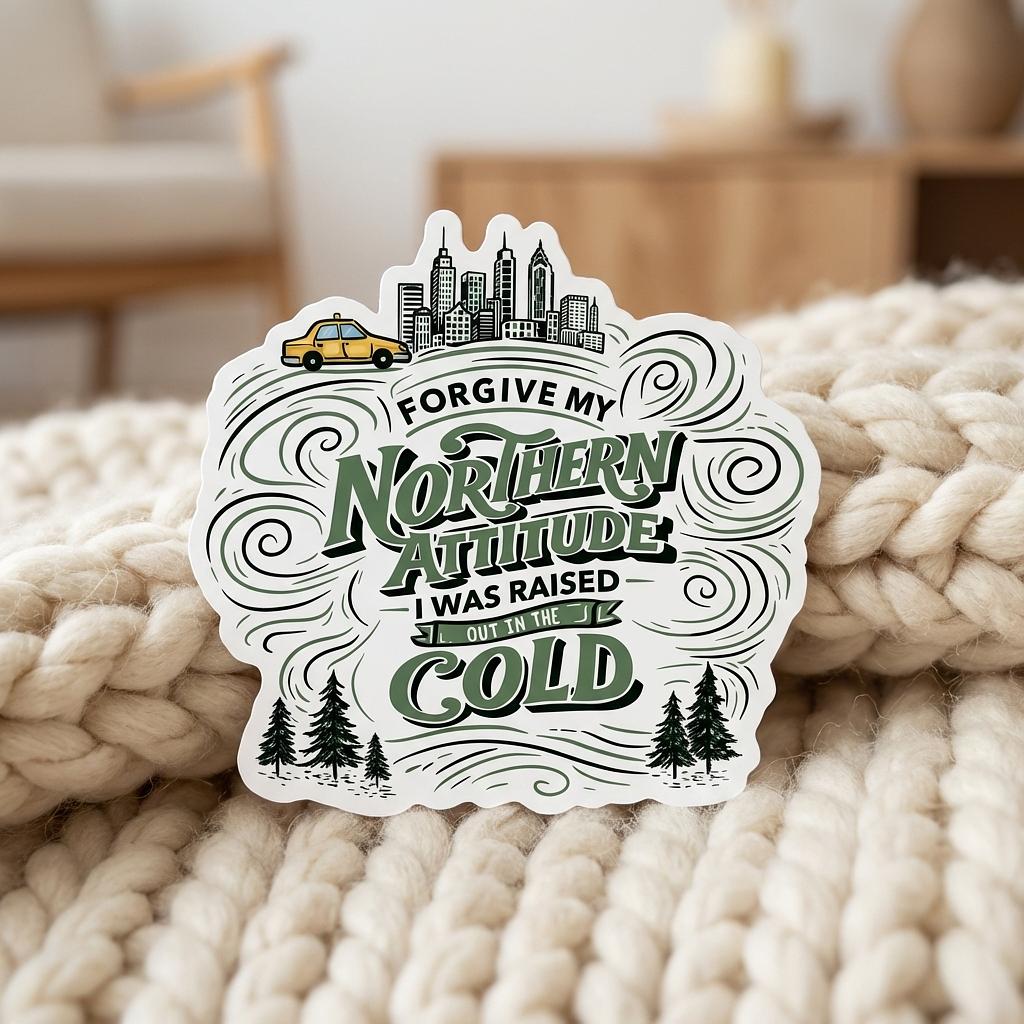 Forgive My Northern Attitude Sticker - Winks Design Studio,LLC