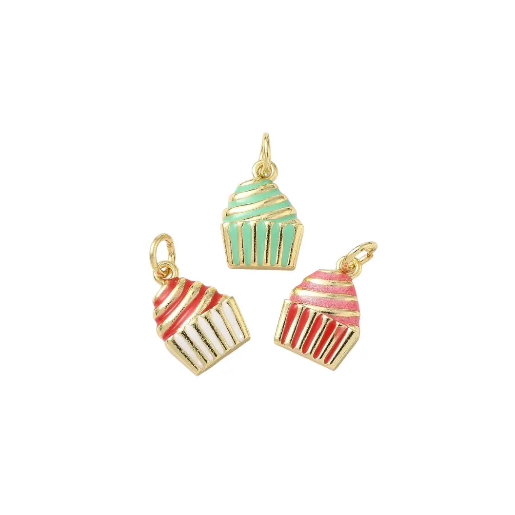 Gold Frosted Cupcake Charm