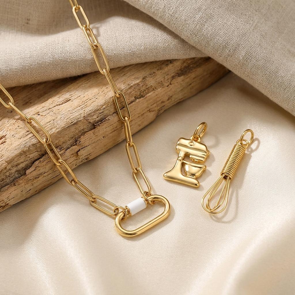 18K Gold PVD Stainless Steel Whisk Charm - Winks Design Studio,LLC
