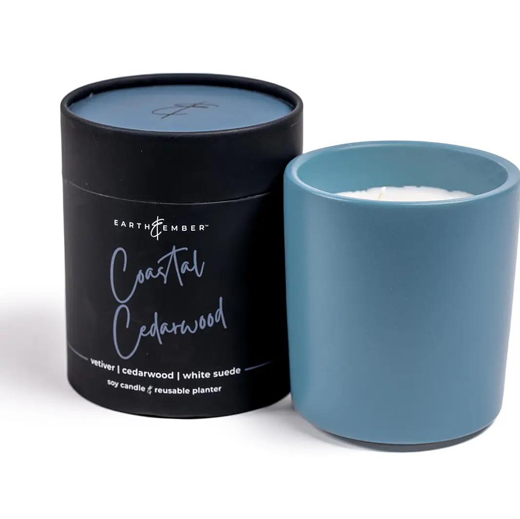 Earth &amp; Ember 13 oz Candle: Coastal Cedarwood - Winks Design Studio,LLC