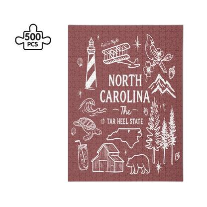 North Carolina "Tar Heel State" Wooden Puzzle – 500 Pieces - Winks Design Studio,LLC