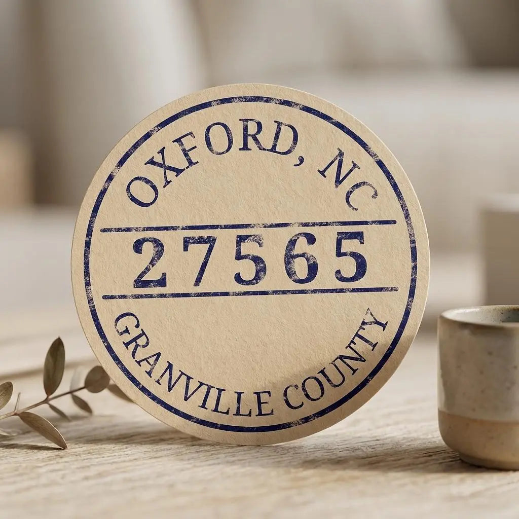 Vintage Oxford NC Town Seal sticker by Winks Design Studio, LLC featuring detailed town emblem and seal design.
