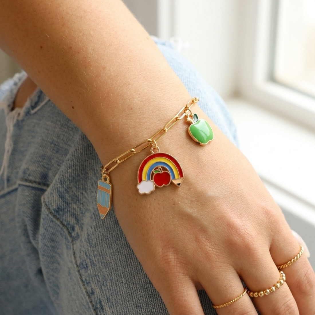 Gold Alloy Blue Charm Colored Pencil Charm