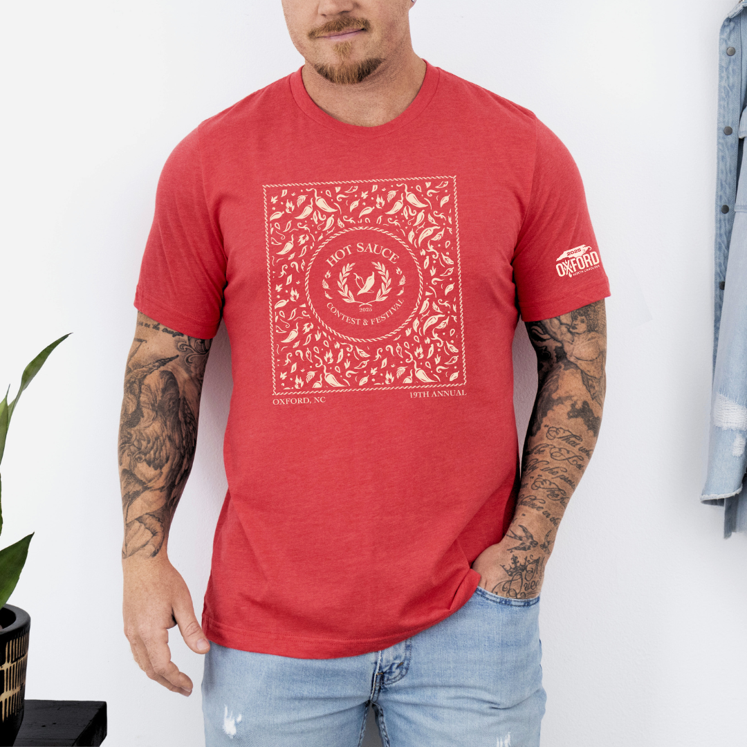 NC Hot Sauce Contest &amp; Festival Pepper Bandana T-shirt - Winks Design Studio,LLC