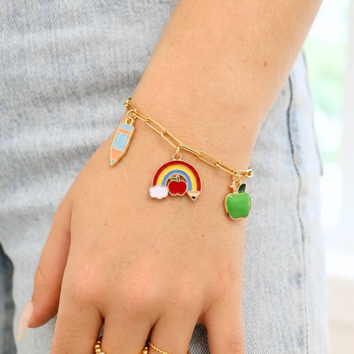 Gold Alloy Blue Charm Colored Pencil Charm - Winks Design Studio,LLC