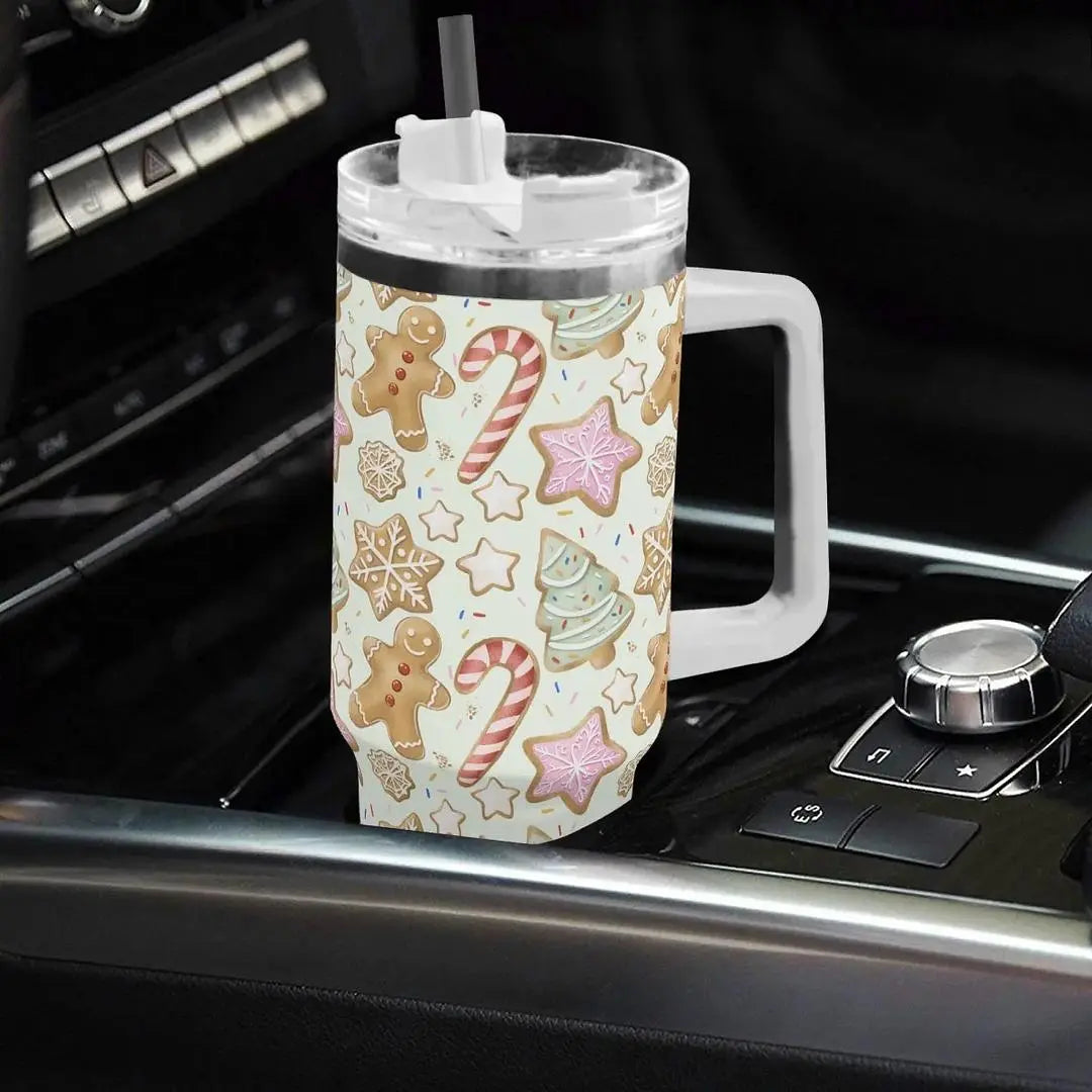 Christmas Cookie stainless steel tumbler by Winks Design Studio, LLC, featuring a festive holiday design on a 40oz drink container.