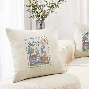 Oxford NC Postmark Decorative Pillow - Winks Design Studio,LLC