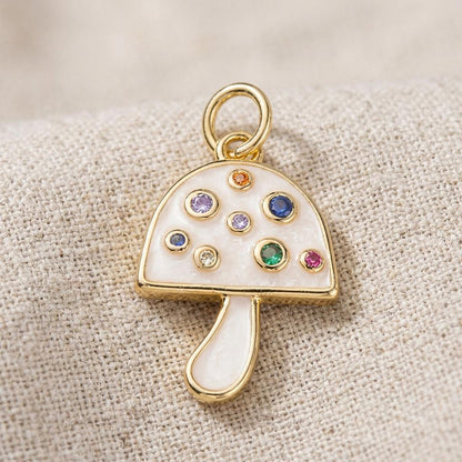 Gold &amp; Pearlescent Mushroom Charm - Winks Design Studio,LLC