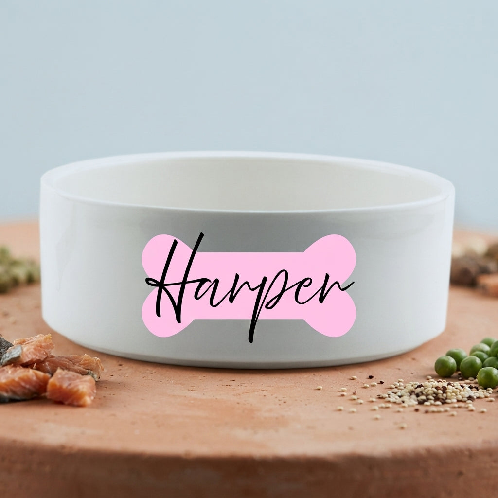 Custom Bone Ceramic Dog Bowl