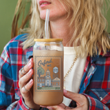 Oxford NC Postage Stamp Clear Glass 20oz Can - Winks Design Studio,LLC