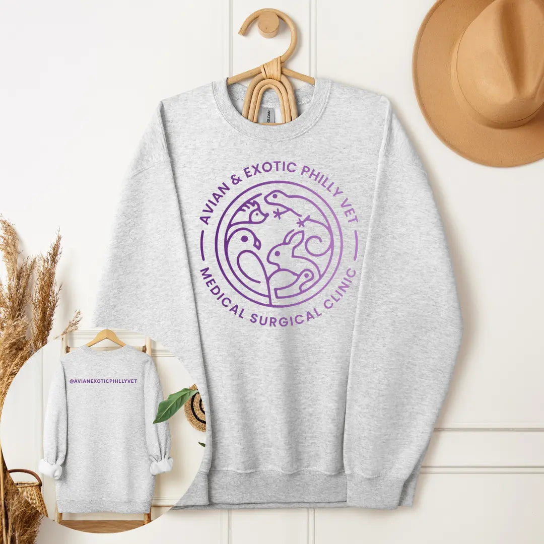 Winks Design Studio, LLC Avian Exotic crewneck sweatshirt with colorful bird print on soft fabric, casual and stylish.